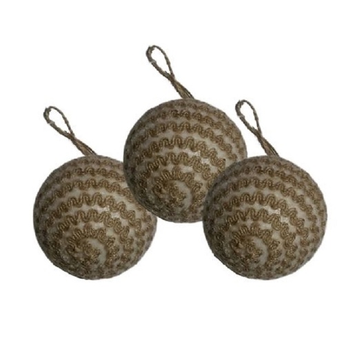 Country Style Christmas Ball with Wavy Twine Design