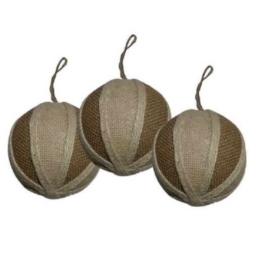 Rustic White and Glittered Christmas Balls Natural Jute