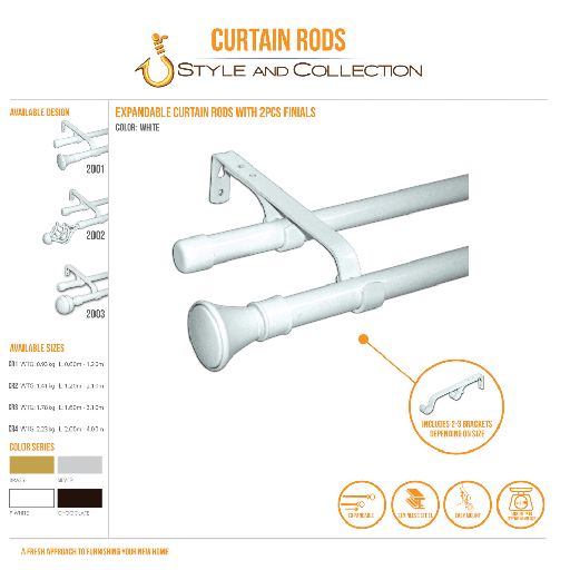 STYLE & COLLECTION Curtain Rod Double Painted Silver 1.6m - 3.1m Leslie