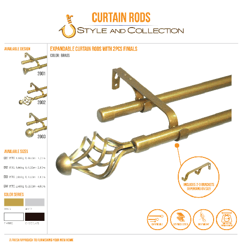 STYLE & COLLECTION Curtain Rod Double Painted Silver 1.6m - 3.1m Swivel