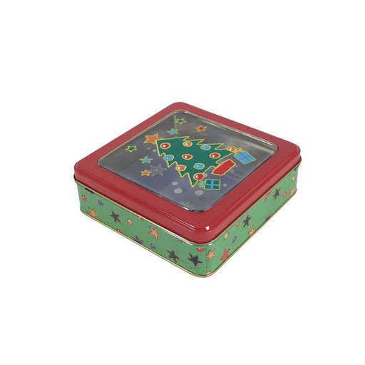 Christmas Square Tin Window with Printed Tree 56341