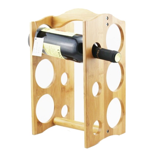 Dinner Essential Bamboo 6 Hold Vertical Winerack Sturdy and Durable Wine Storage Cabinet Shelf 20x18x35cm