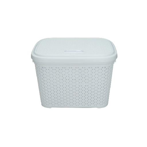 HOBBYLIFE Rattan Storage Basket with Lid 20 Liters White