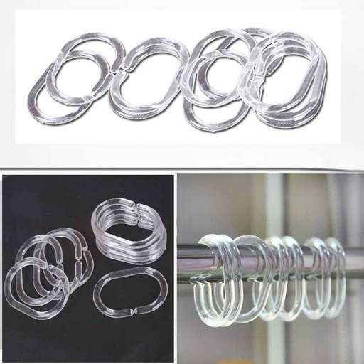 Shower Curtain 12 Piece C-Rings 3.9cmx5.8cm Clear