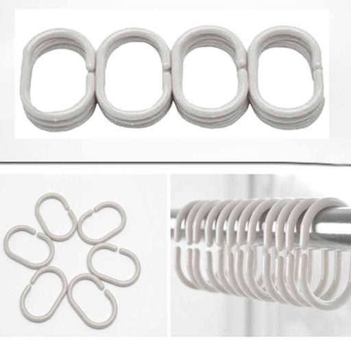 Shower Curtain 12 Piece C-Rings 3.9cmx5.8cm White