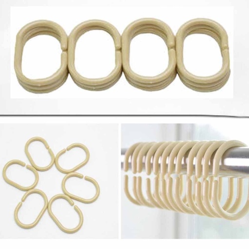 Shower Curtain 12 Piece C-Rings 3.9cmx5.8cm Cream