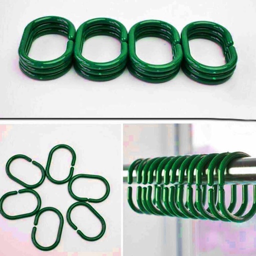Shower Curtain 12 Piece C-Rings 3.9cmx5.8cm Green