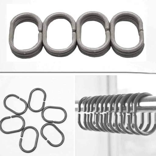 Shower Curtain 12 Piece C-Rings 3.9cmx5.8cm Grey