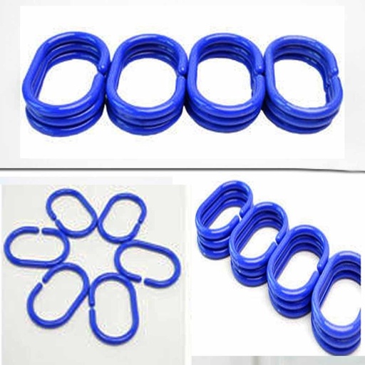 Shower Curtain 12 Piece C-Rings 3.9cmx5.8cm Navy Blue