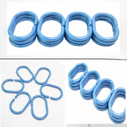 Shower Curtain 12 Piece C-Rings 3.9cmx5.8cm Sky Blue