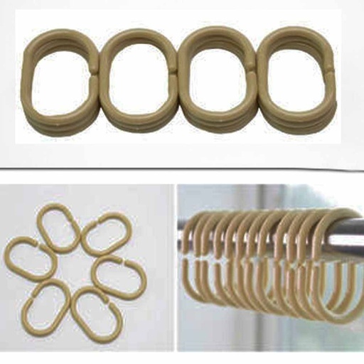 Shower Curtain 12 Piece C-Rings 3.9cmx5.8cm Light Brown