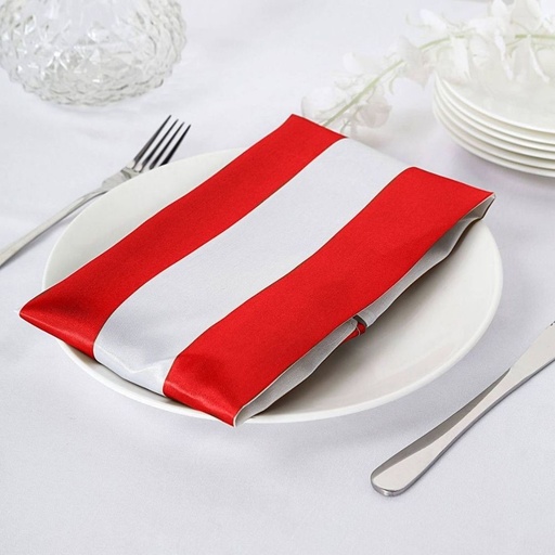 HOMETHREADS Fabric Table Napkin Stripes 17x17 Red