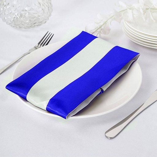 HOMETHREADS Fabric Table Napkin Stripes 17x17 Navy Blue