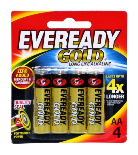 Eveready A91Bp4 Gold Alkaline Battery AA by 4s