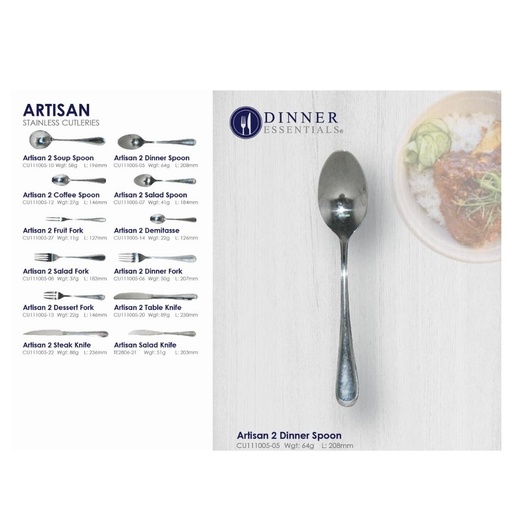 Dinner Essential Artistan 2 Dinner Spoon 208mm
