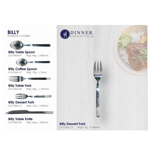 Dinner Essential Billy Dessert Fork 140mm