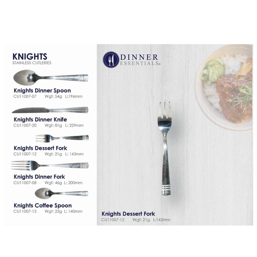 Dinner Essential Knights Dessert Fork 143mm