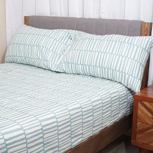  Linen N Things Bedsheet Cotton 300 Thread Count Green Stripe