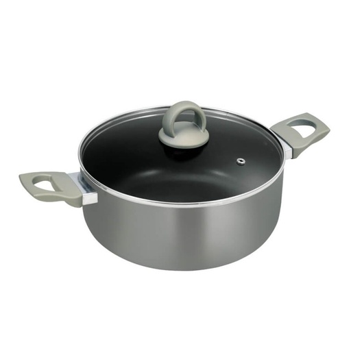 MASFLEX Platinum 3 Layer Durable Non-Stick Coating Induction Casserole Soft Touch and Heat resistant Bakelite handle and knob Tempered Glass Lid