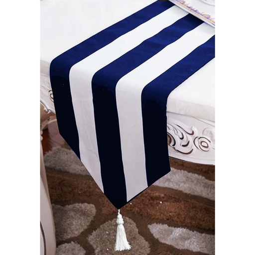 HOMETHREADS Table Runner Fabric Stripes Blue With Multiple Size Variations