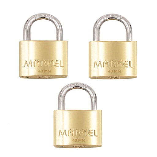 Markel Apl3Kl4O 3-Keys Alike Padlock Short Shackle 40mm