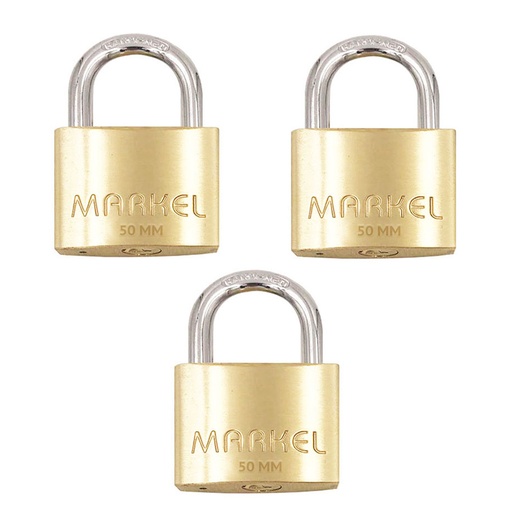 Markel Apl3Kl5O 3-Keys Alike Short Shackle Padlock 50mm
