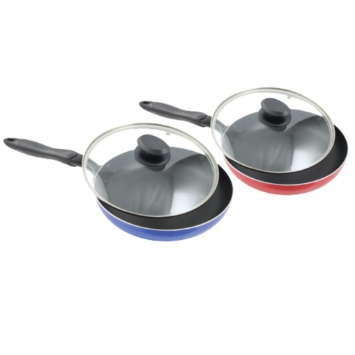 MASFLEX 3 Layer Daikin Non-Stick Coating Made in Japan Induction Stir Frypan with Glass Lid 24cm Heat-resistant Handles & Knob Tempered Glass Lid