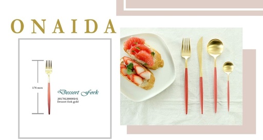 ONAIDA 176mm Dessert Fork Gold Red