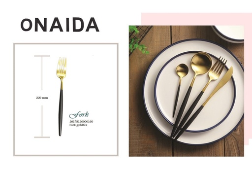 ONAIDA 220mm Dinner Fork Gold Black