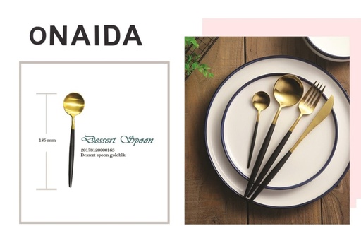 ONAIDA 185mm Dessert Spoon Gold Black