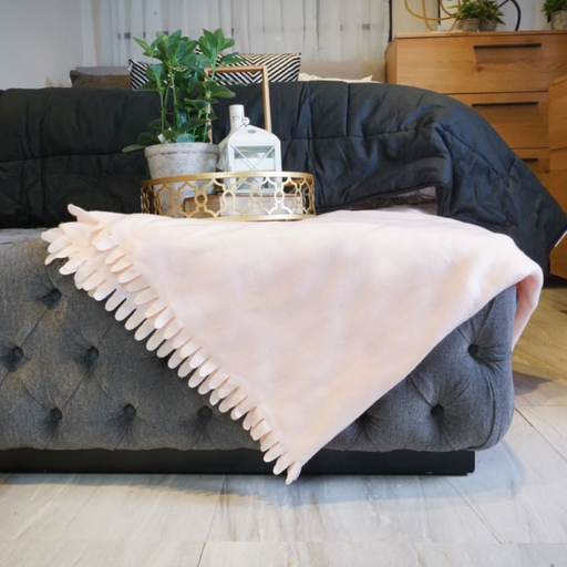 SNUGGLES Blanket Polar Fleece Scalloped 60" x 90" Peach