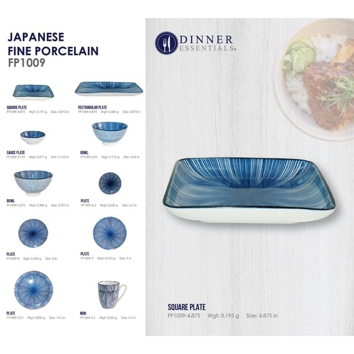 DINNER ESSENTIAL Decorative Printed Square Plate 4.4875inch (5)