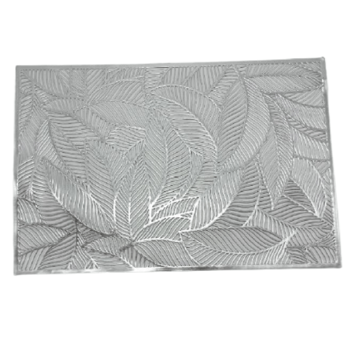 Placemat Silver Leaves Pattern Leatherette