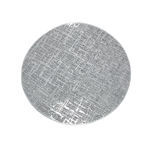 Placemat Metallic Silver Round Leatherette