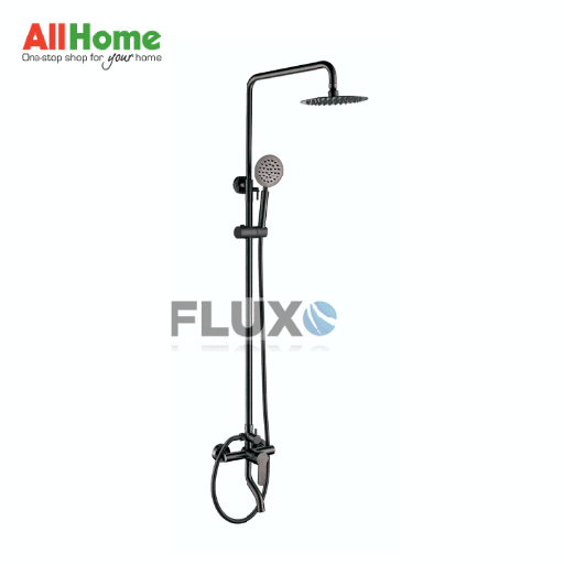 Fluxo Ahsmx-2R Rain Shower with Mixer Round Head with Black Faucet