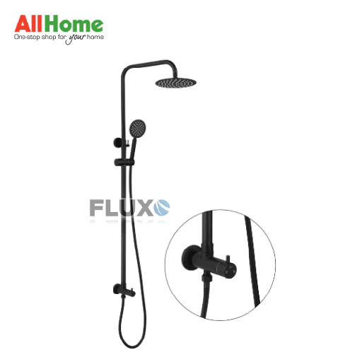Fluxo Ahsf-1R Rain Shower Cold Tap & Faucet Round Black
