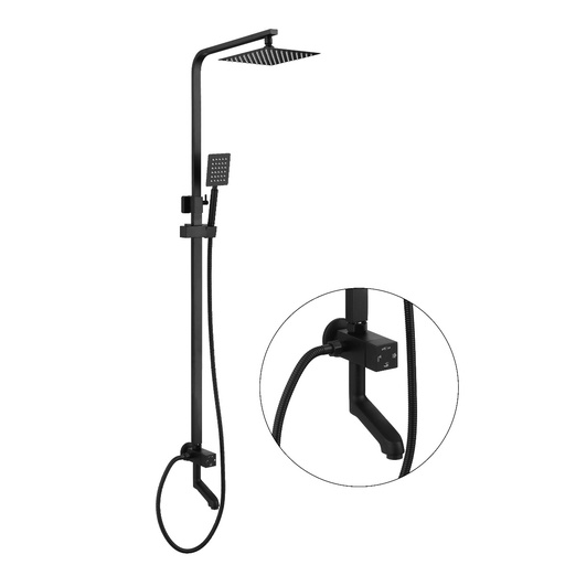 Fluxo Ahsf-2Sq Rain Shower Cold Tap & Faucet Square Head Black