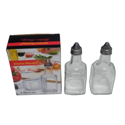 KITCHEN MAESTRO 2 pieces Glass Condiment Bottles