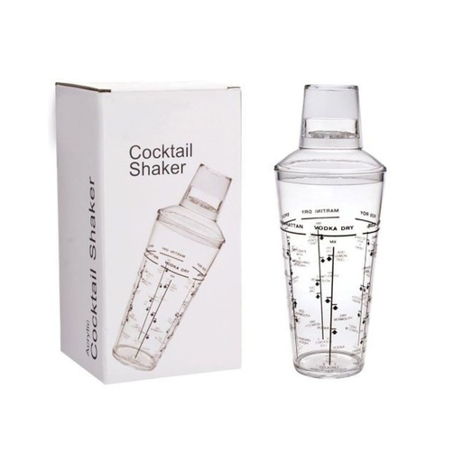 Acrylic Cocktail Shaker Drink Mixer Bottle 700ML with measurements