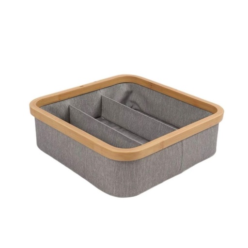 Bamboo Canvass Storage Organizer 3 Compartment