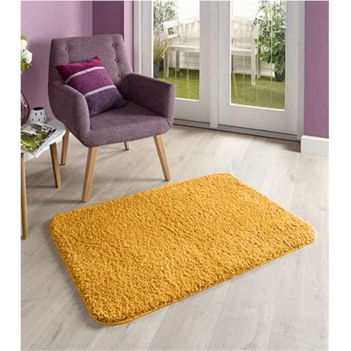 BARE FOOT Microfiber Bathroom Rug Mustard With Multiple Size Variations