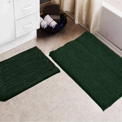 BARE FOOT Chenille Bathroom Rug Olive Green With Multiple Size Variations