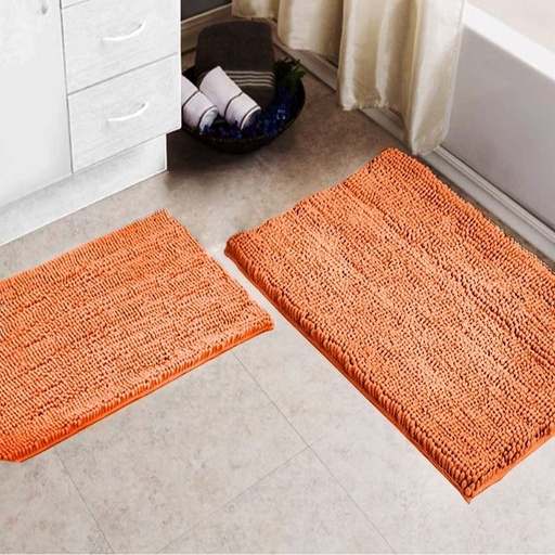 BARE FOOT Chenille Bathroom Rug Orange With Multiple Size Variations