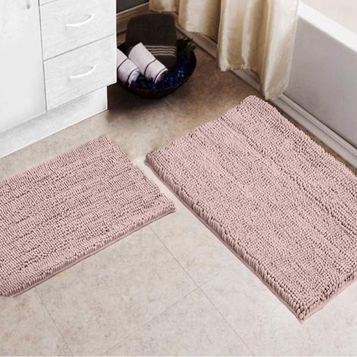 BARE FOOT Chenille Bathroom Rug Rose Smoke With Multiple Size Variations