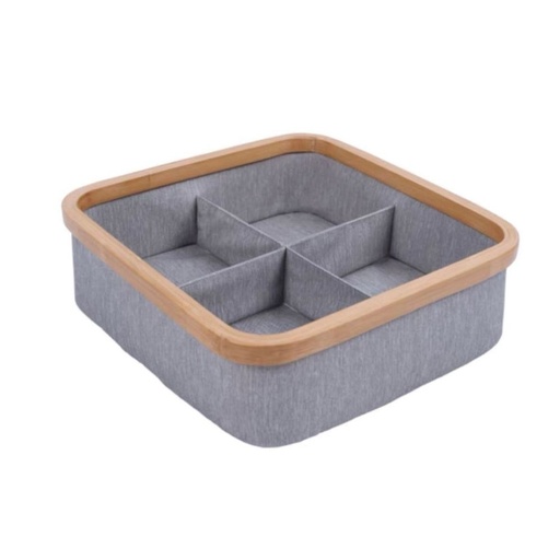 Bamboo Canvass Storage Organizer 4 Compartments