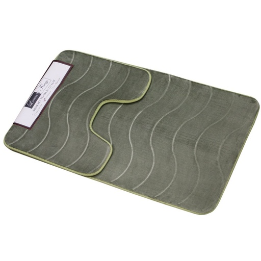 LINENS N' THINGS Memory Foam Bathroom Mat Wave 2 piece Set Seagrass