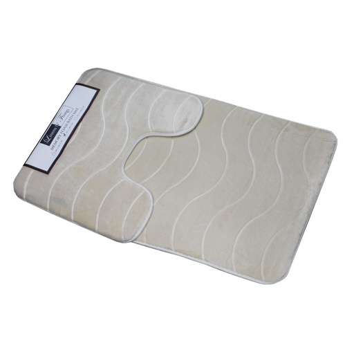 LINENS N' THINGS Memory Foam Bathroom Mat Wave Wave 2 Piece Set Sand Dollar