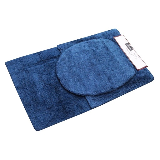 LINENS N' THINGS Cotton Bathroom Rug Hugh Collection 3 Piece Set Mallard Blue