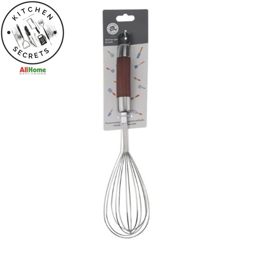 KITCHEN SECRETS Stainless Steel Egg Whisk Wood Finish Handle - STU051