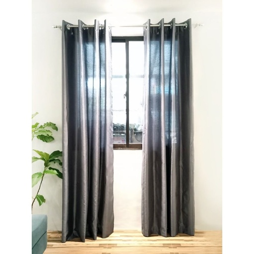 LINEO Window Curtain Semi Blackout Pack of 2 55"X84" Gray